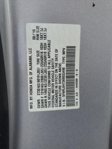 5FNRL6H73KB033498 - 2019 HONDA ODYSSEY EXL Gümüş fotoğraf 13