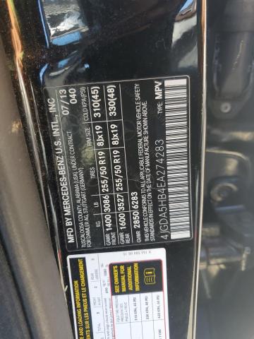 4JGDA5HB4EA274283 - 2014 MERCEDES-BENZ ML 350 4MATIC BLACK photo 12