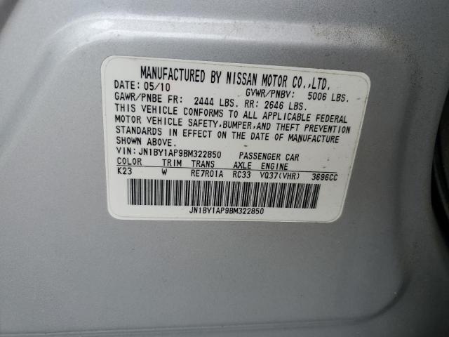 JN1BY1AP9BM322850 - 2011 INFINITI M37 SILVER photo 12