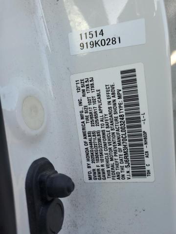 5J6RM3H70CL003248 - 2012 HONDA CR-V EXL WHITE photo 13