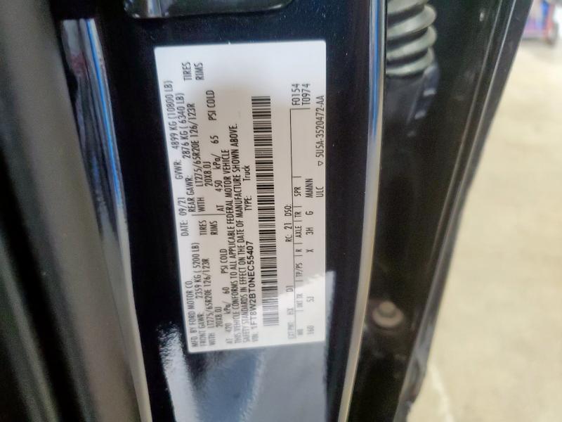 1FT8W2BT0NEC55407 - 2022 FORD F250 SUPER DUTY ლურჯი ფოტო 12