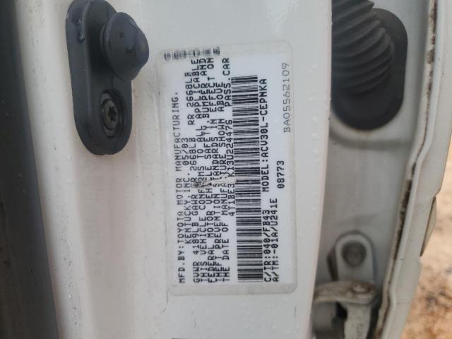 4T1BE32K13U224476 - 2003 TOYOTA CAMRY LE WHITE photo 12