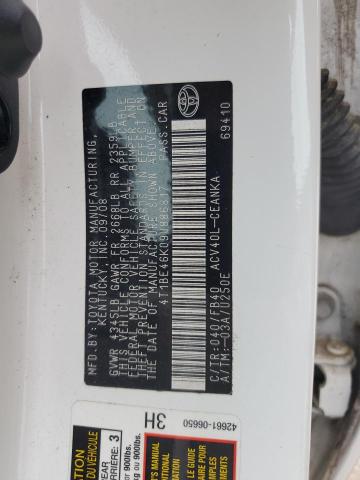 4T1BE46K09U886817 - 2009 TOYOTA CAMRY BASE WHITE photo 13