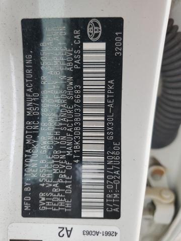 4T1BK3DB3BU376683 - 2011 TOYOTA AVALON BASE Սպիտակ լուսանկար 13