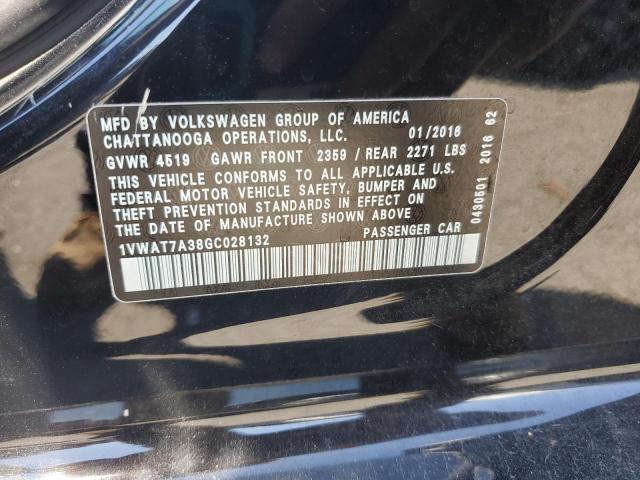 1VWAT7A38GC028132 - 2016 VOLKSWAGEN PASSAT S BLACK photo 12
