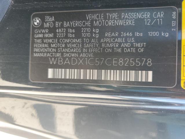 WBADX1C57CE825578 - 2012 BMW 335 I SULEV BLACK photo 12