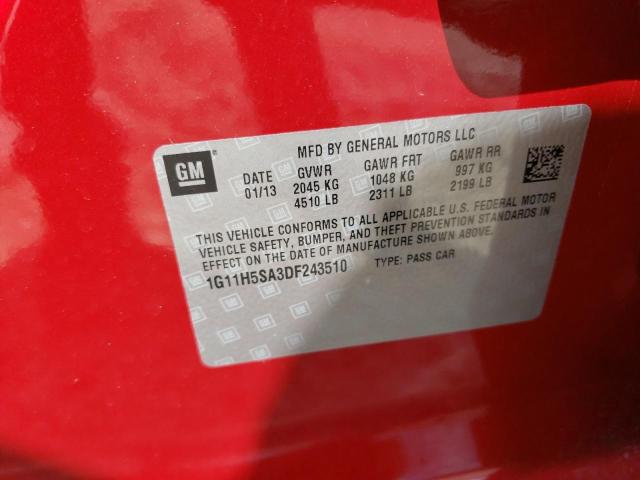 1G11H5SA3DF243510 - 2013 CHEVROLET MALIBU LTZ წითელი ფოტო 12