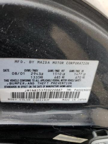 JM1NB353720220887 - 2002 MAZDA MX-5 MIATA BASE BLACK photo 12