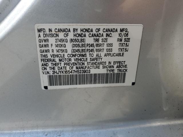 2HJYK16547H523903 - 2007 HONDA RIDGELINE RTL Gümüş foto 12