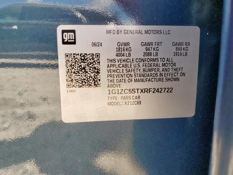 1G1ZC5STXRF242722 - 2024 CHEVROLET MALIBU LS 蓝色 照片 12