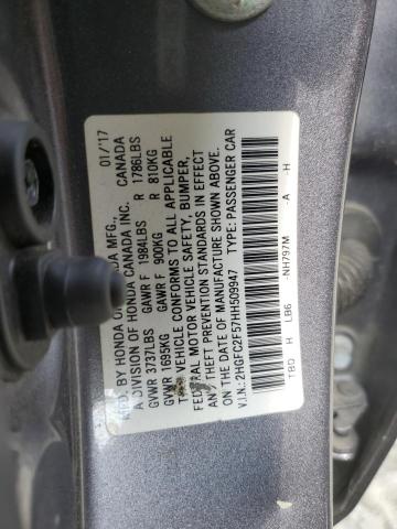 2HGFC2F57HH509947 - 2017 HONDA CIVIC LX Boz foto 12
