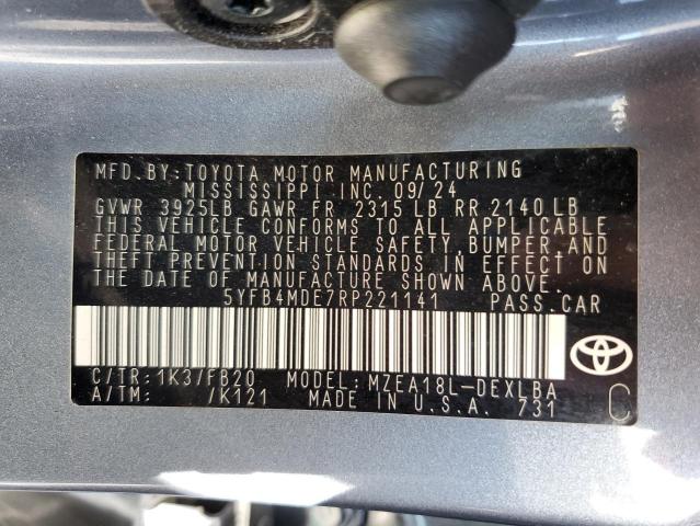 5YFB4MDE7RP221141 - 2024 TOYOTA COROLLA LE 蓝色 照片 12