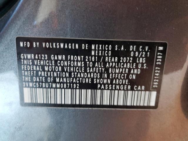 3VWC57BU7MM087192 - 2021 VOLKSWAGEN JETTA S GRAY photo 13