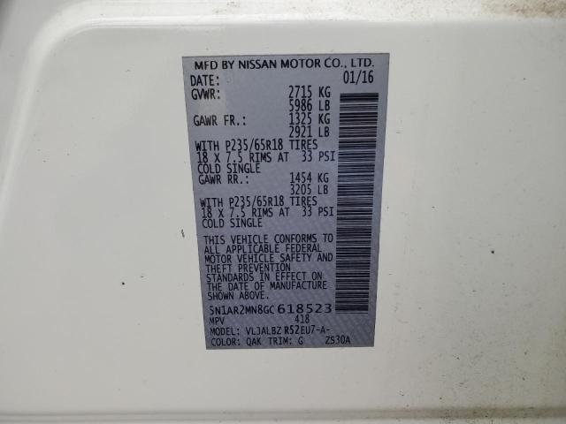 5N1AR2MN8GC618523 - 2016 NISSAN PATHFINDER S WHITE photo 13