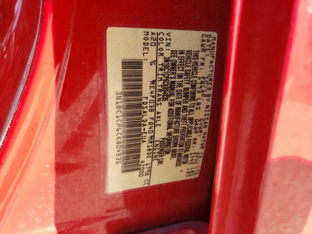 3N1BC1CP6CK804835 - 2012 NISSAN VERSA S RED photo 12