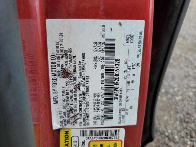 3FA6P0HR2DR357328 - 2013 FORD FUSION SE 红色 照片 12
