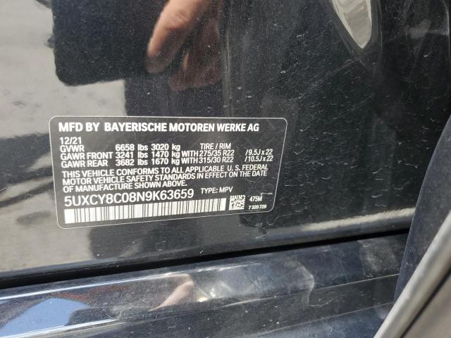 5UXCY8C08N9K63659 - 2022 BMW X6 M50I BLACK photo 12