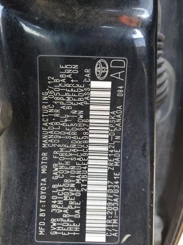 2T1BU4EE9CC898276 - 2012 TOYOTA COROLLA BASE შავი ფოტო 13