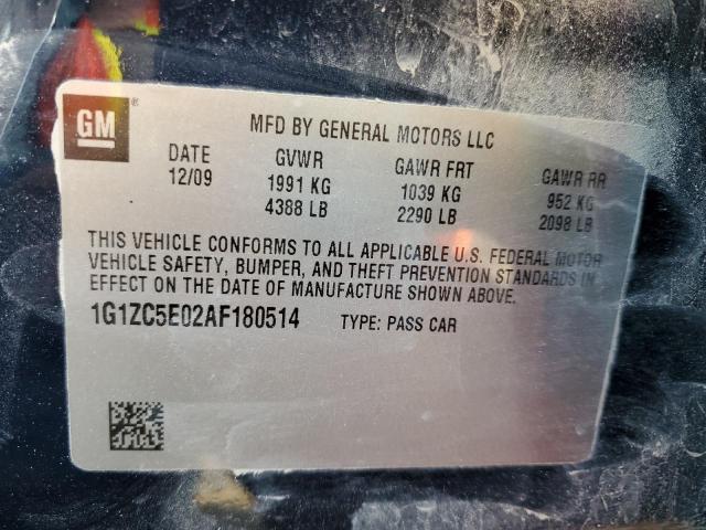 1G1ZC5E02AF180514 - 2010 CHEVROLET MALIBU 1LT BLUE photo 12