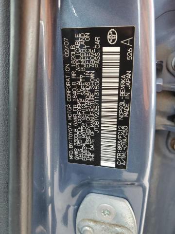 JTDBT923571131506 - 2007 TOYOTA YARIS BLUE photo 12