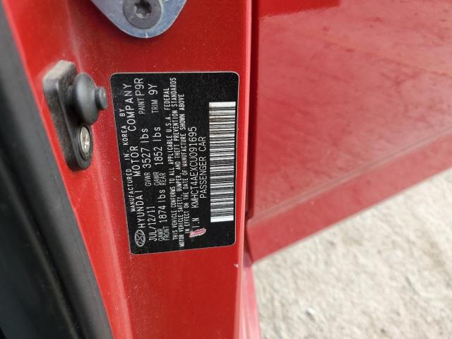 KMHCT4AEXCU091695 - 2012 HYUNDAI ACCENT GLS Rot Foto 12
