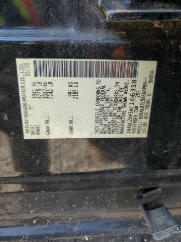 1N4AL2AP3AC166358 - 2010 NISSAN ALTIMA BASE BLACK photo 12