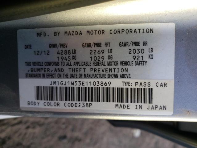 JM1GJ1W53E1103869 - 2014 MAZDA 6 GRAND TOURING SILVER photo 13