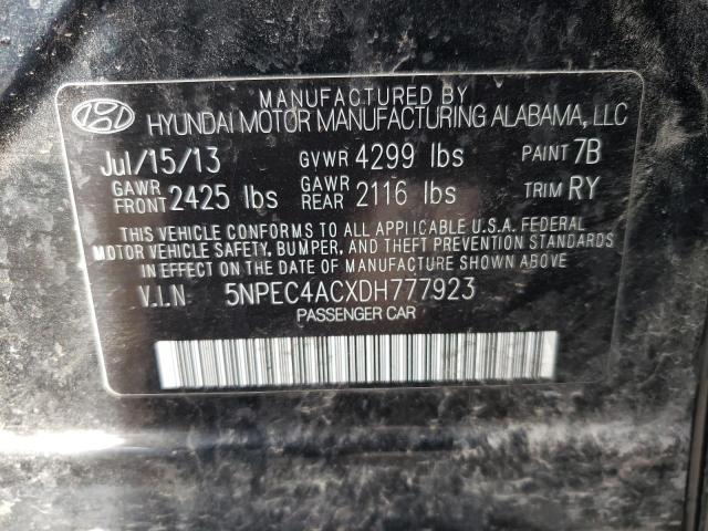 5NPEC4ACXDH777923 - 2013 HYUNDAI SONATA SE BLACK photo 12