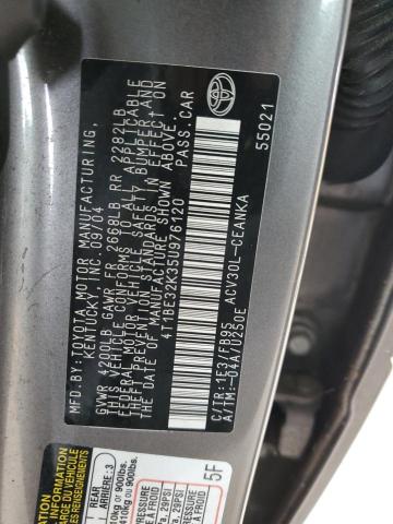 4T1BE32K35U976120 - 2005 TOYOTA CAMRY LE GRAY photo 12