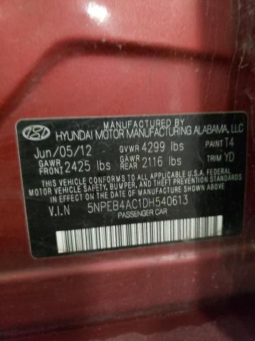 5NPEB4AC1DH540613 - 2013 HYUNDAI SONATA GLS BURGUNDY photo 12