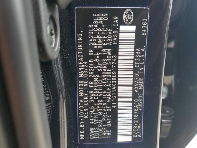 4T1G11AK3RU917243 - 2024 TOYOTA CAMRY SE NIGHT SHADE BLACK photo 12