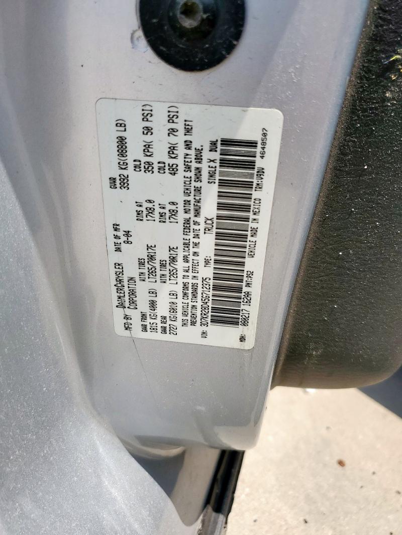 3D7KR28D45G712375 - 2005 DODGE RAM 2500 ST ვერცხლისფერი ფოტო 12