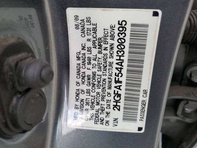 2HGFA1F54AH300395 - 2010 HONDA CIVIC LX GRAY photo 13