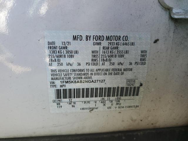 1FM5K8AB2NGA27127 - 2022 FORD EXPLORER POLICE INTERCEPTOR TWO TONE photo 14