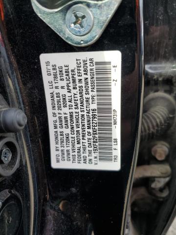 19XFB2F9XFE279916 - 2015 HONDA CIVIC EXL შავი ფოტო 12