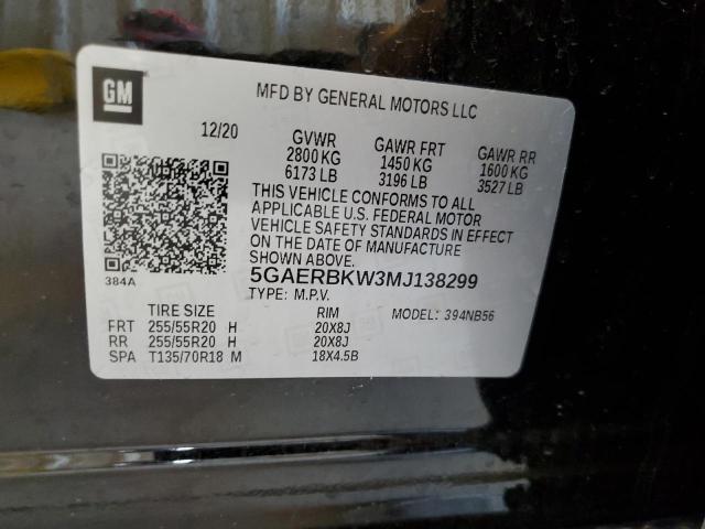 5GAERBKW3MJ138299 - 2021 BUICK ENCLAVE ESSENCE 黑色 照片 13