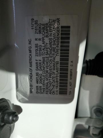 19UUB1F51LA007785 - 2020 ACURA TLX TECHNOLOGY WHITE photo 12