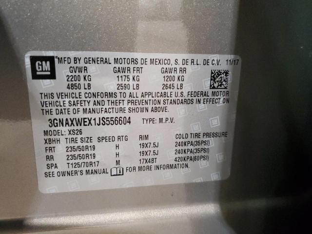 3GNAXWEX1JS556604 - 2018 CHEVROLET EQUINOX PREMIER SILVER photo 12