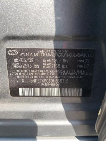 5NPET46C69H565715 - 2009 HYUNDAI SONATA GLS CHARCOAL photo 12