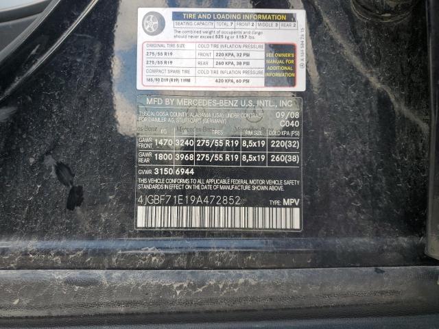 4JGBF71E19A472852 - 2009 MERCEDES-BENZ GL 450 4MATIC BLACK photo 13