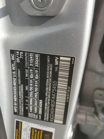 4JGDA5HB2FA475455 - 2015 MERCEDES-BENZ ML 350 4MATIC SILVER photo 13