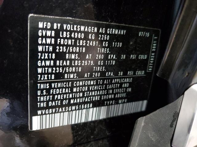 WVGBV7AX3GW515656 - 2016 VOLKSWAGEN TIGUAN S BLACK photo 13