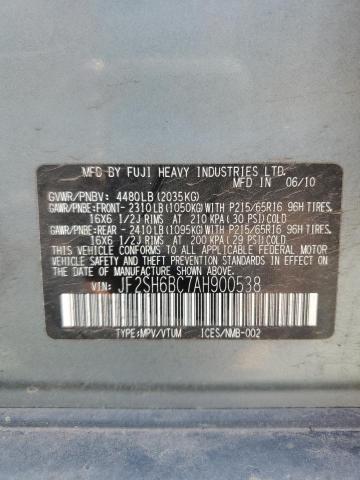 JF2SH6BC7AH900538 - 2010 SUBARU FORESTER XS Turkusowy zdjęcie 13