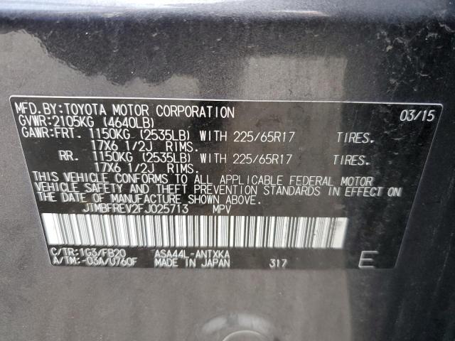 JTMBFREV2FJ025713 - 2015 TOYOTA RAV4 LE GRAY photo 14