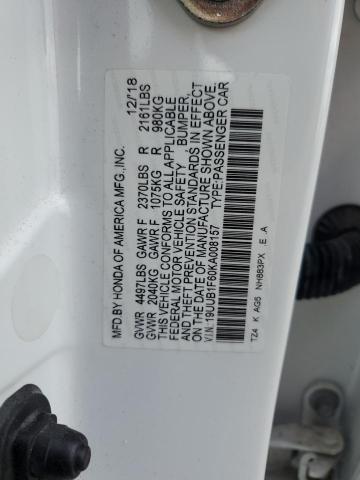 19UUB1F60KA008157 - 2019 ACURA TLX TECHNOLOGY 白色 照片 12