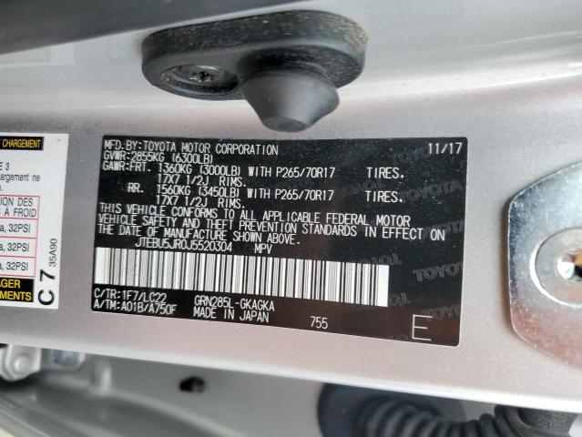 JTEBU5JR0J5520304 - 2018 TOYOTA 4RUNNER SR5/SR5 PREMIUM 银色 照片 12