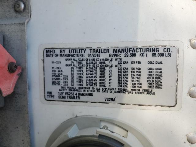 1UYVS2534K6653608 - 2019 UTILITY VS2RA WHITE photo 10