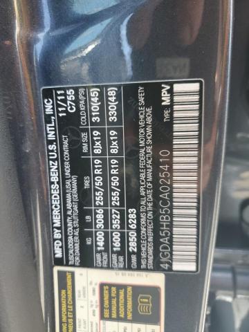 4JGDA5HB5CA025410 - 2012 MERCEDES-BENZ ML 350 4MATIC GRAY photo 13