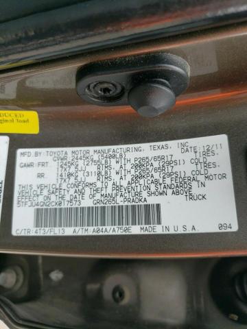 5TFJU4GN2CX017573 - 2012 TOYOTA TACOMA DOUBLE CAB PRERUNNER TAN photo 12