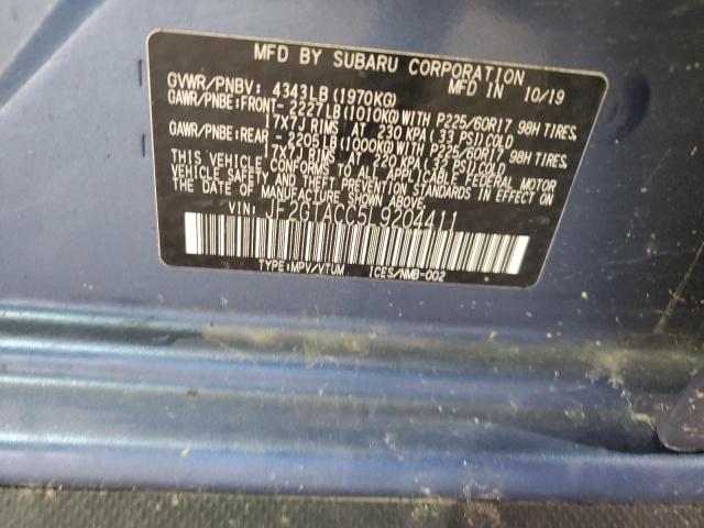 JF2GTACC5L9204411 - 2020 SUBARU CROSSTREK PREMIUM 蓝色 照片 14